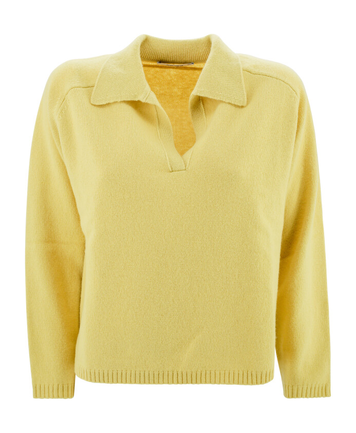 polo-en-laine-merinos-jaune