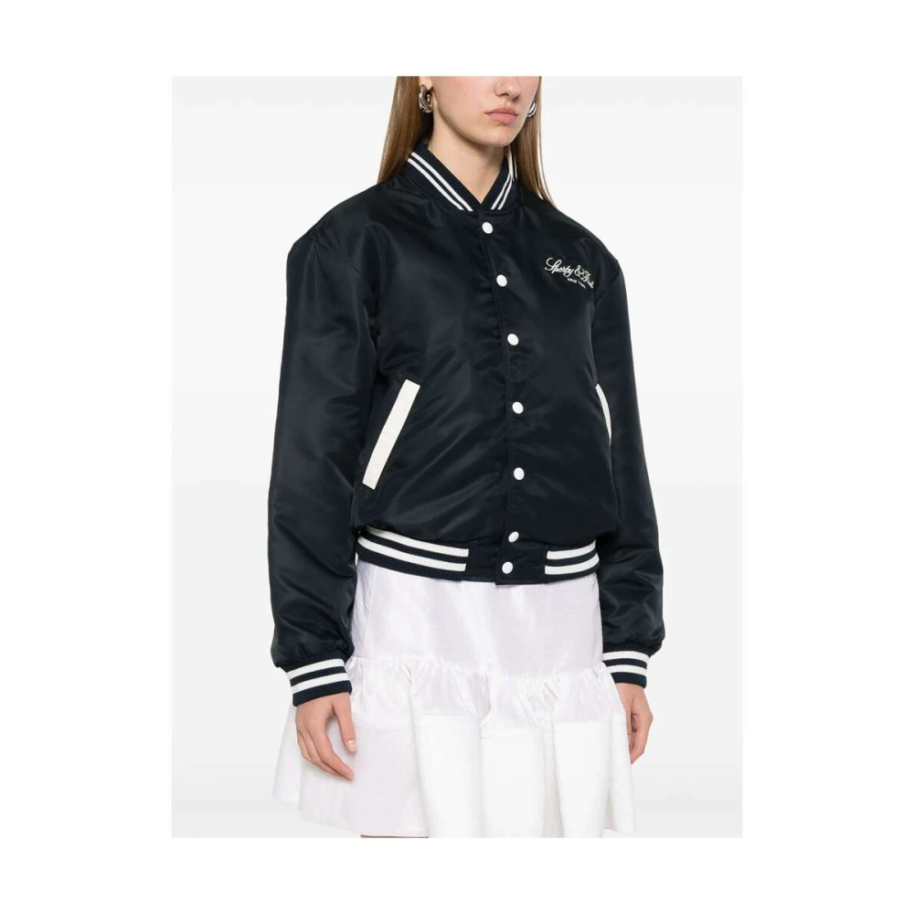Sporty & Rich Navy Blauw Gewatteerd Baseball Jack Blue Dames