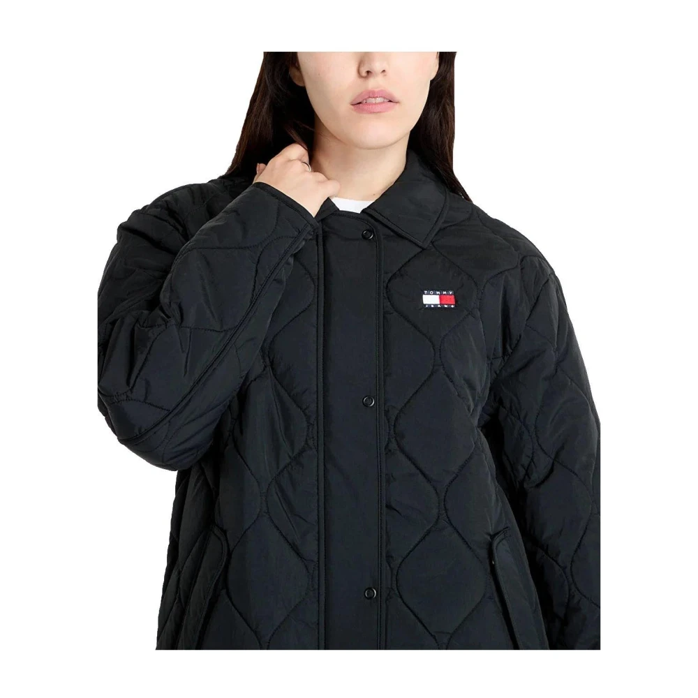 Tommy Hilfiger Gewatteerde jas met vlagdetail Black Dames