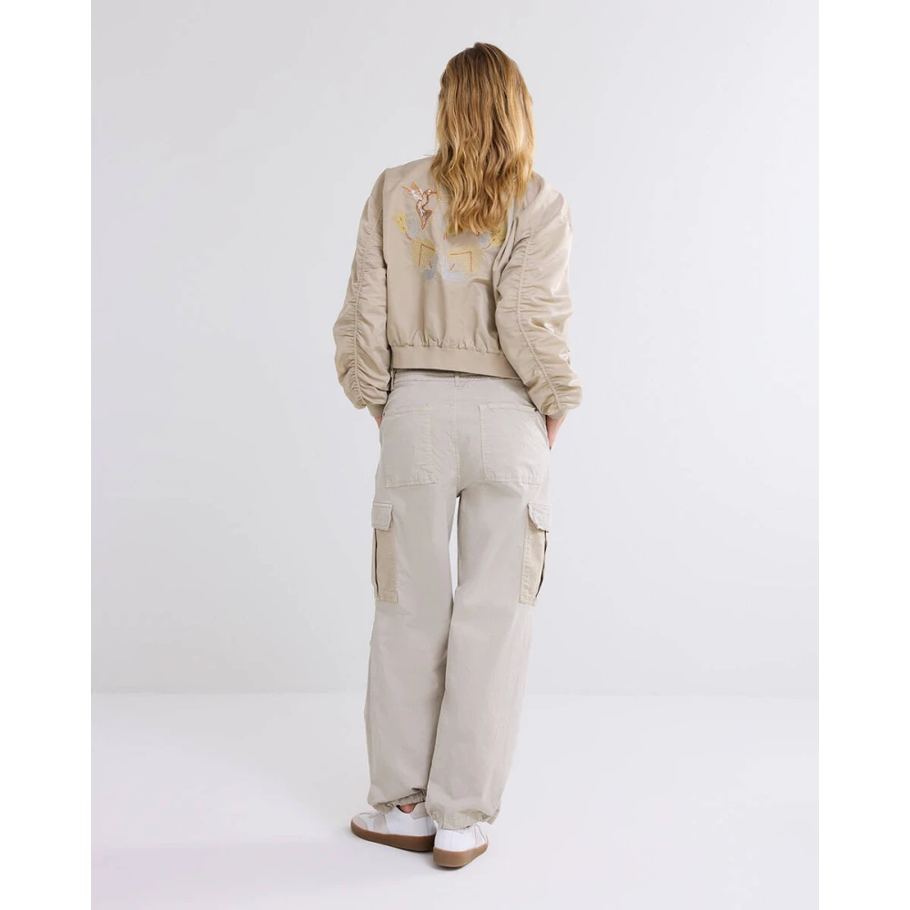 Summum Woman Cargo Broek in Stretch Katoen Twill Gray Dames