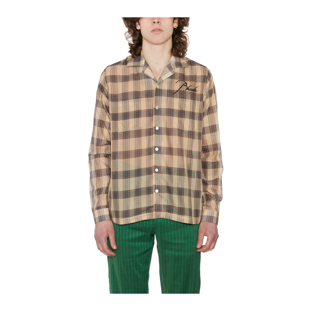 Rhude Cotton Logo Shirt Brown Heren