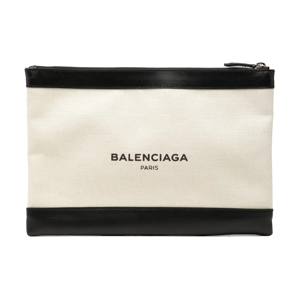 Balenciaga Vintage Women's White Pre-Owned Canvas Pouch