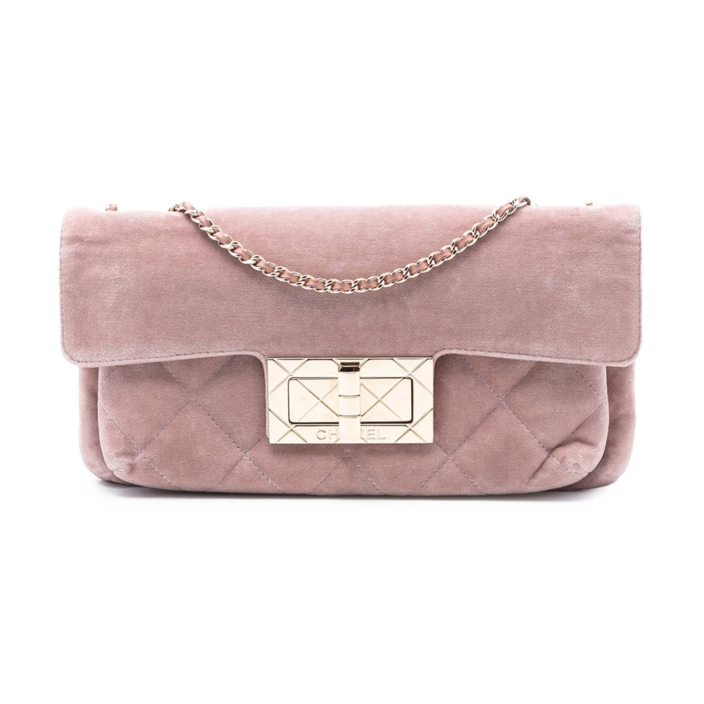 Chanel Vintage Women's Pink Pre-Owned Quilted Velvet Shoulder Bag