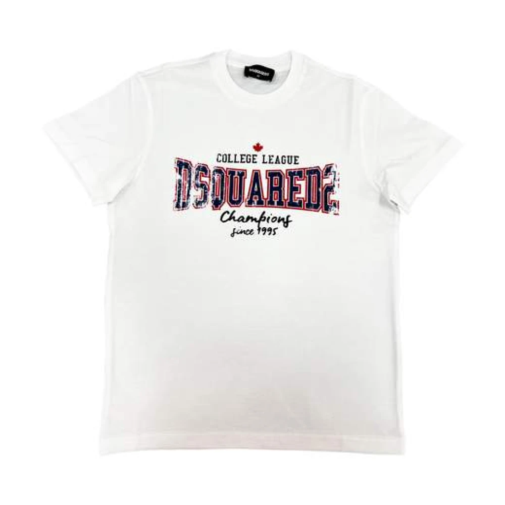 Dsquared2 Boys White T-Shirts,, Cotton T-Shirt Size 14 Y