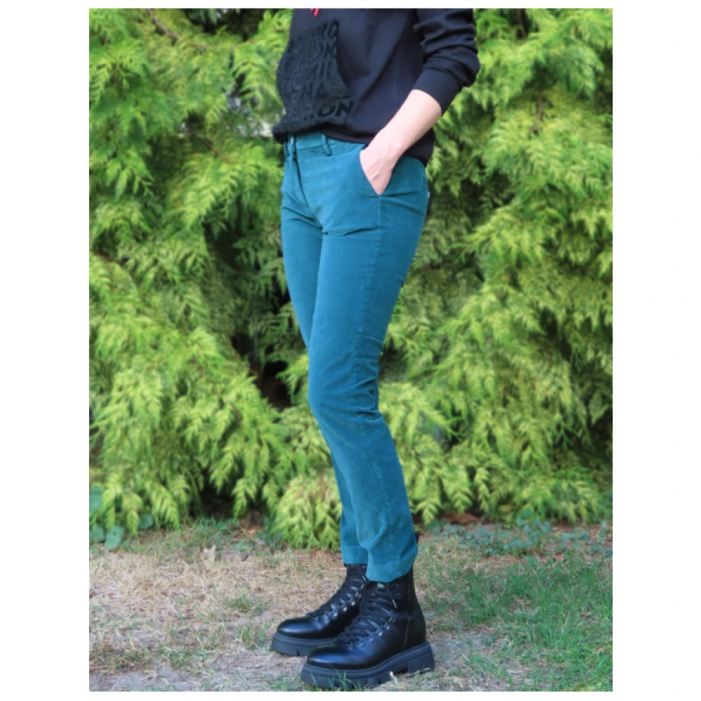 Mason's Slimme Fluweel New York Broek Green Dames
