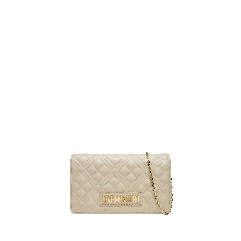Moschino Ivoor Schoudertas met Gouden Details Beige Dames