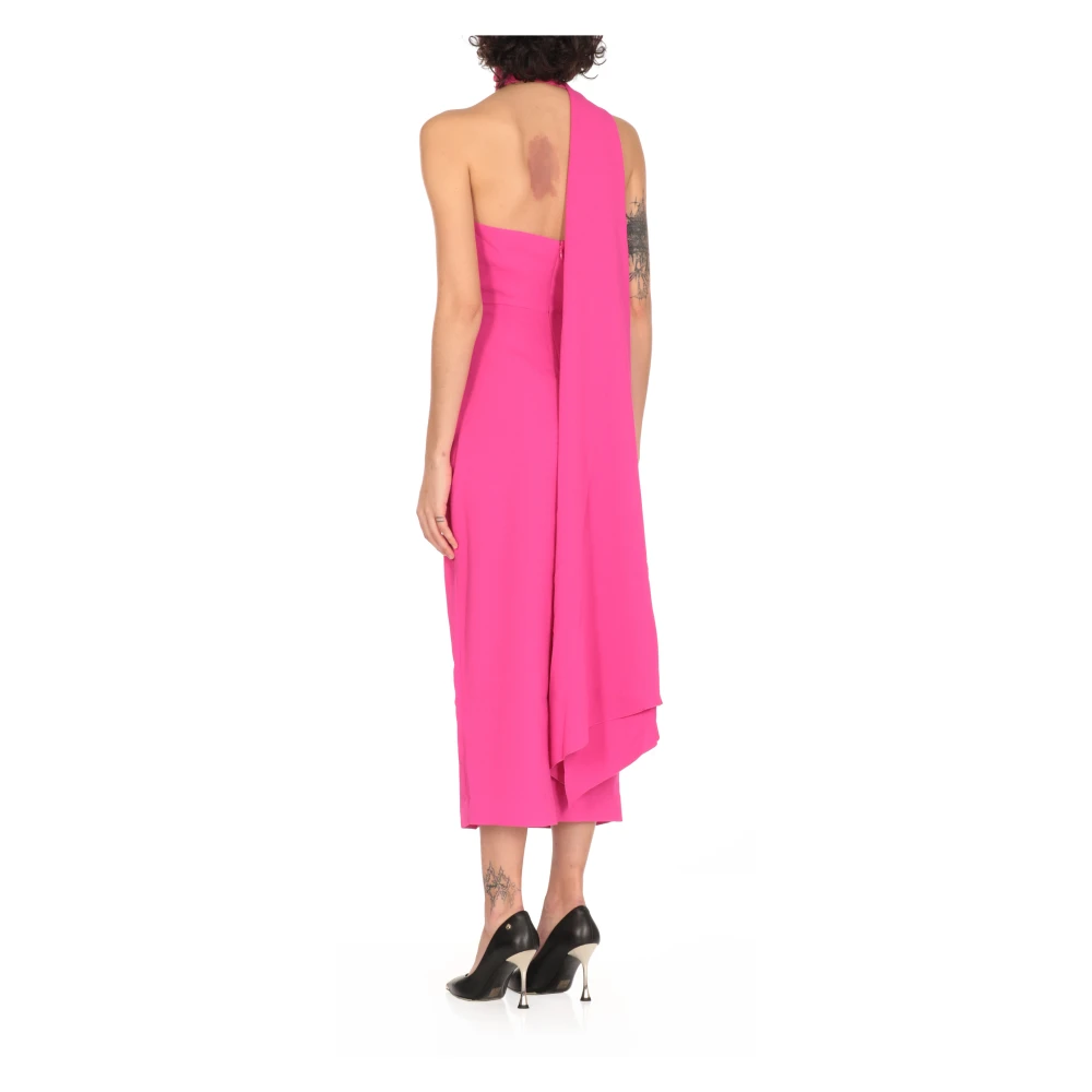 Solace London Fuchsia Jurk met Eén Mouw en Schuine Halslijn Pink Dames