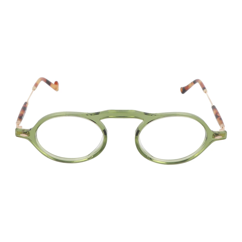 Eyepetizer Ronde metalen en acetaatbrillen Green Unisex