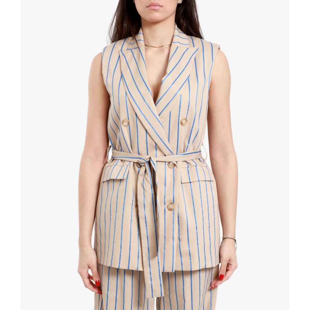Kaos Mouwloze katoenen jas met kraag Multicolor Dames