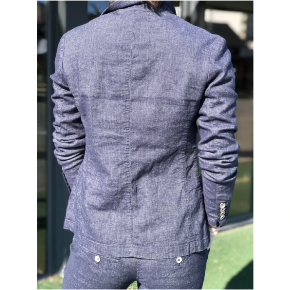 Mason's Denim-effect Blazer met Knoopdetail Blue Dames