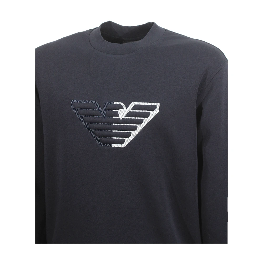 Emporio Armani Blauwe Sweater met Adelaar Logo Blue Heren