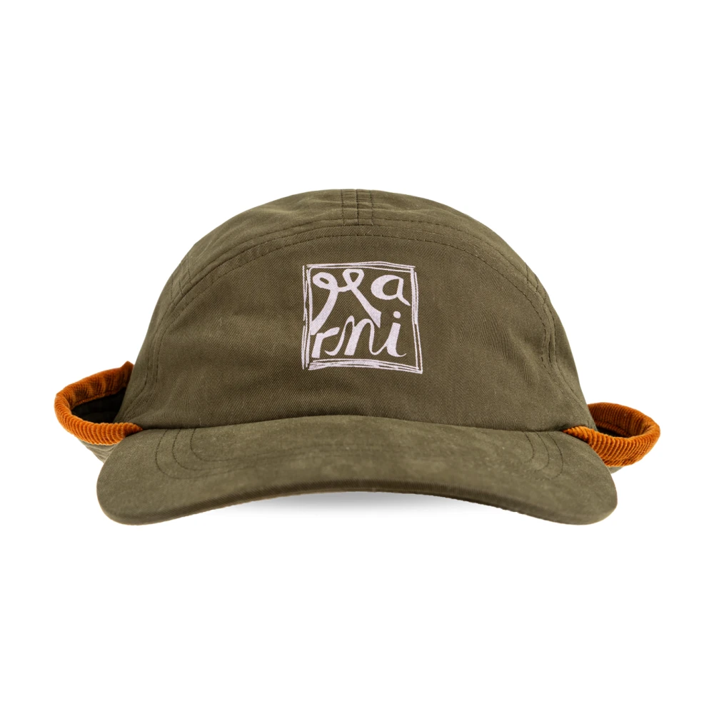 Marni Mannelijk Groente Accessoires Heren, Groen, S, Katoen, Gabardine Baseballpet Met Oorkleppen