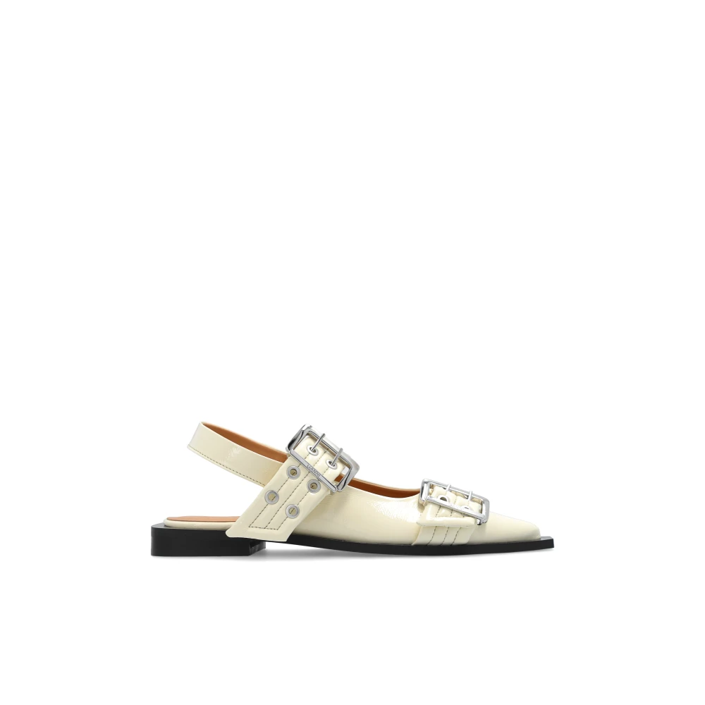 Ganni Shoes With Buckles - Female - Ballerina Shoes - Beige - 3 Uk - Shoes