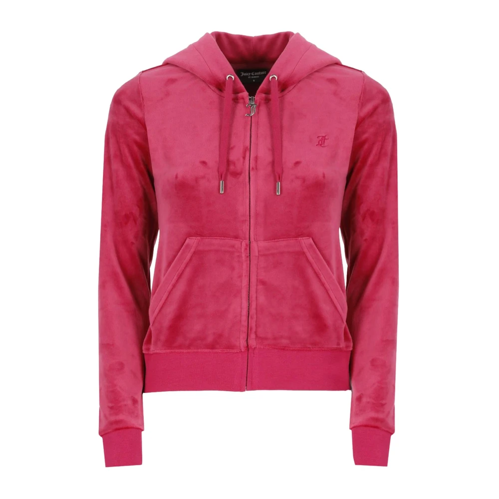 Juicy Couture Fluwelen Hoodie met voorrits Red Dames