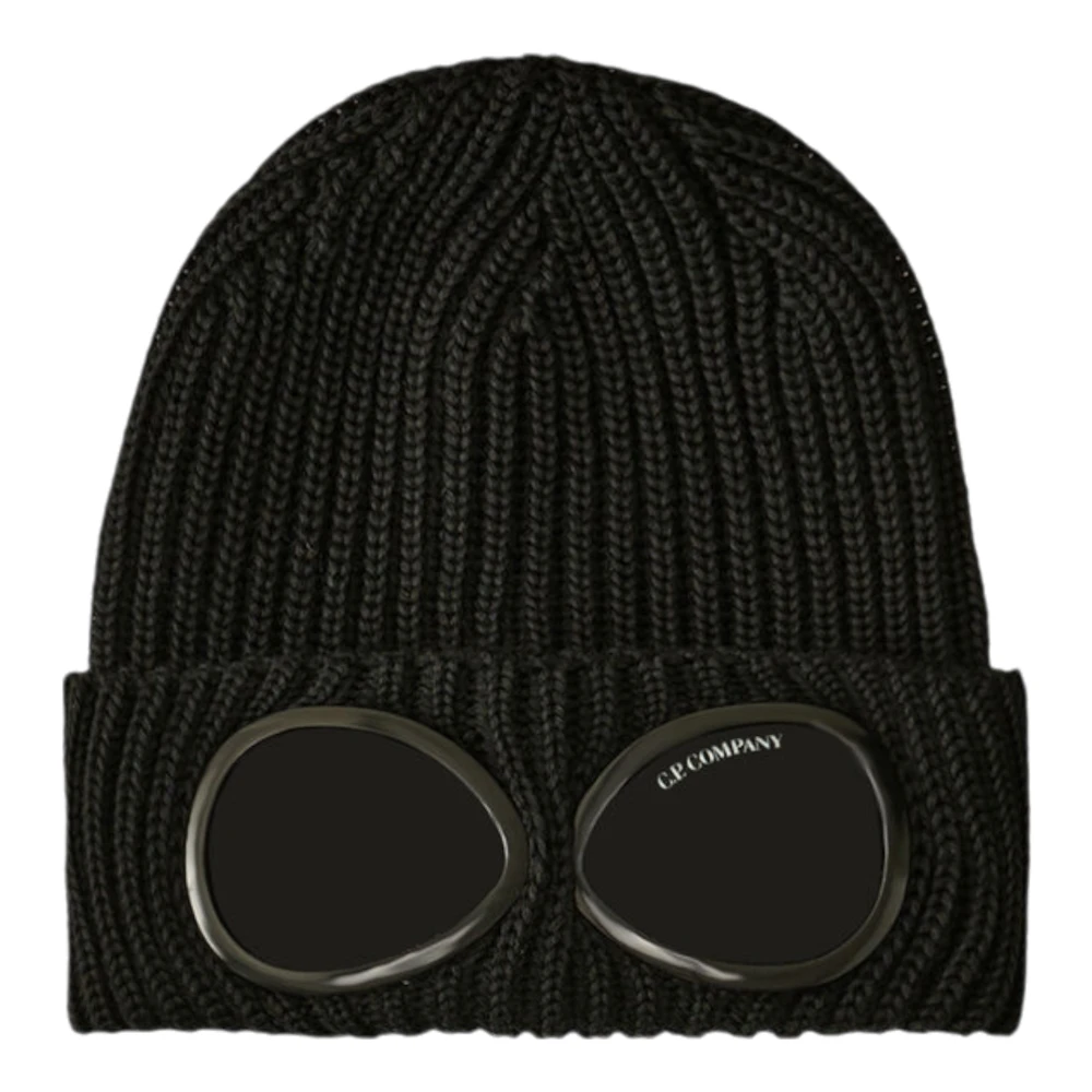 C.P. Company Merino Beanie met Goggle zwart Black Heren