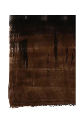 Lätt ullscarf med landskapsmönster