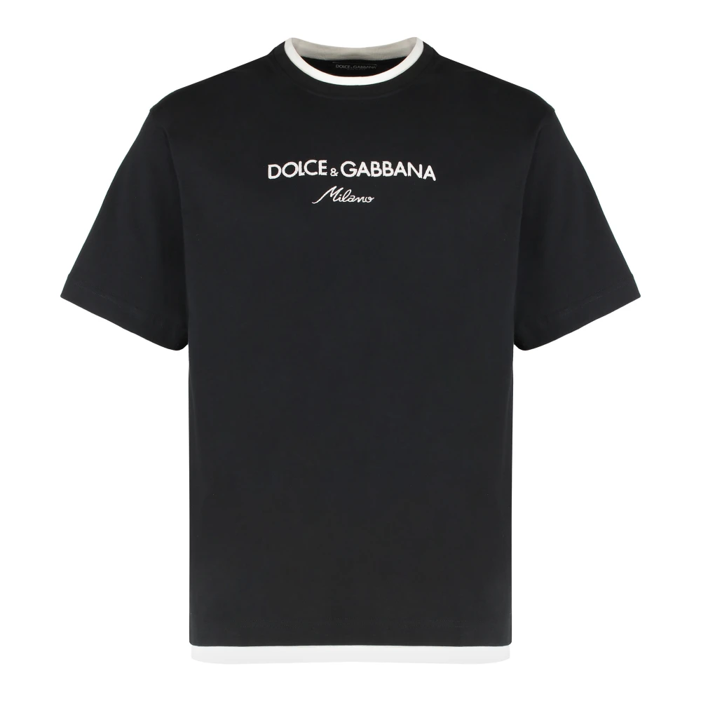 Dolce & Gabbana Men's Black T-Shirts, Xl, Cotton Crew-Neck T-Shirt