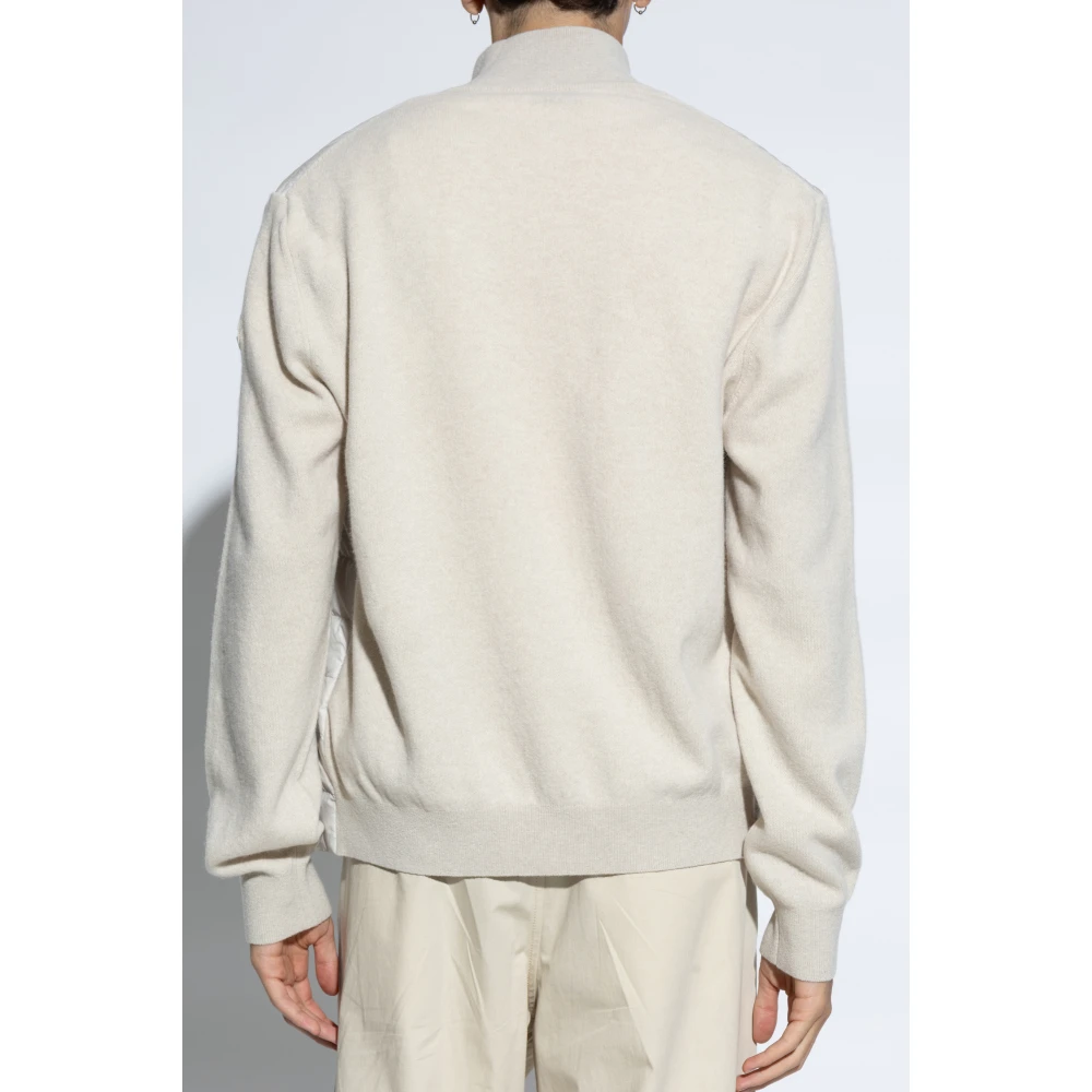 Moncler Cardigan met gewatteerde voorkant Beige Heren