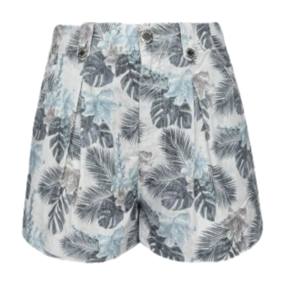 Pinko Shorts met bloemenprint en hoge taille Blue Dames