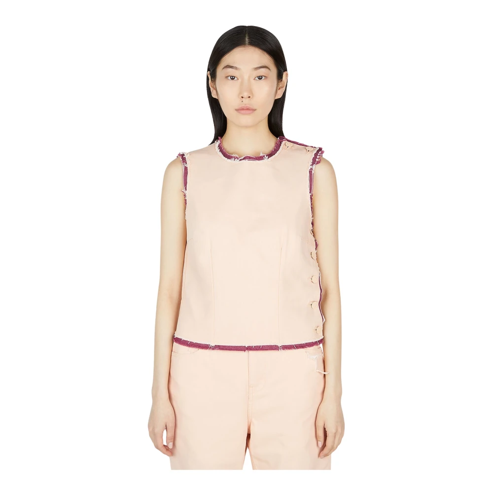 Raf Simons Pink Doubled Tank Top - Female - Sleeveless Tops - Xs - Tops