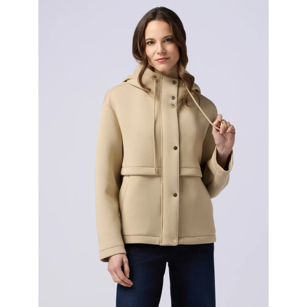 Oltre Jas van scuba met capuchon Beige Dames