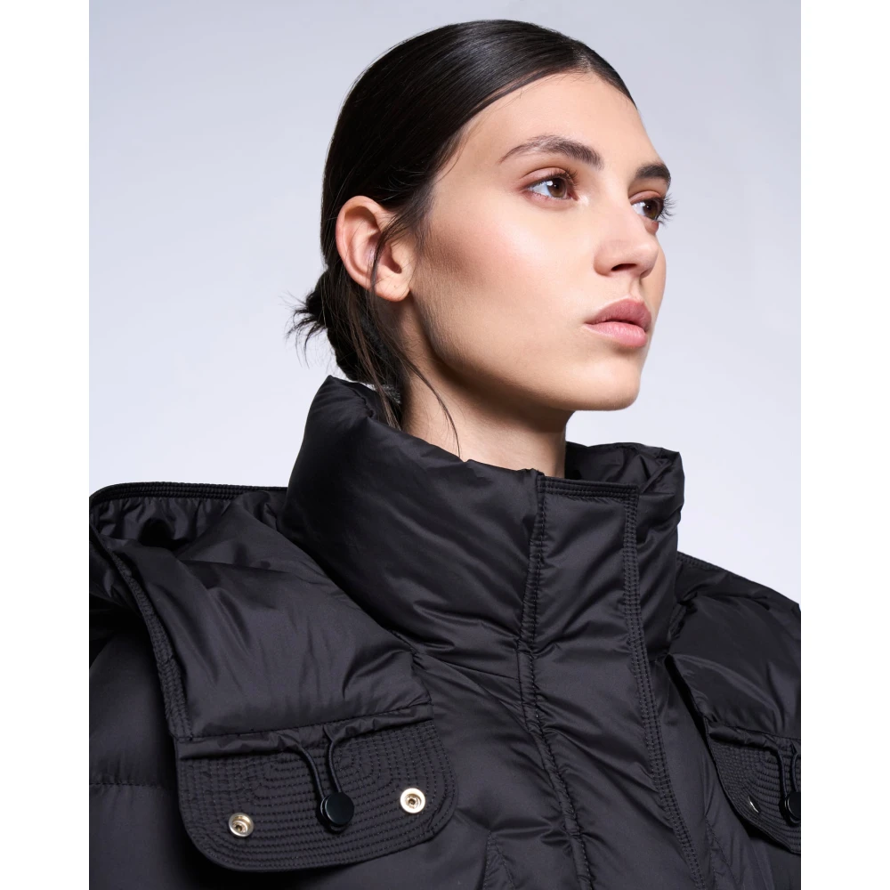 Silvian Heach Lang gewatteerd pufferjack met capuchon Black Dames