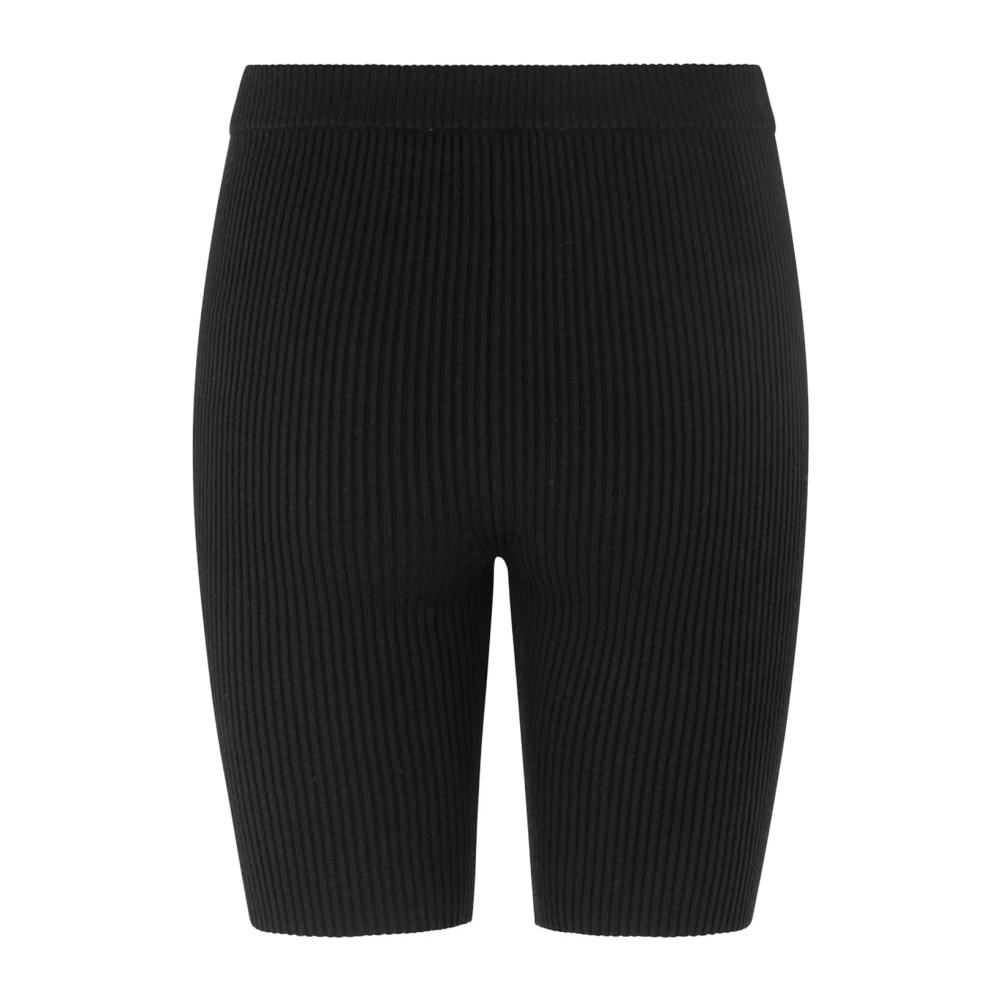 Samsøe Zwarte Geribbelde Gebreide Biker Shorts Black Dames