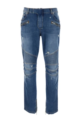 Vintage Blue Biker Denim Byxor