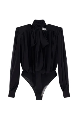 Bodysuit i Silk Georgette med Skärp