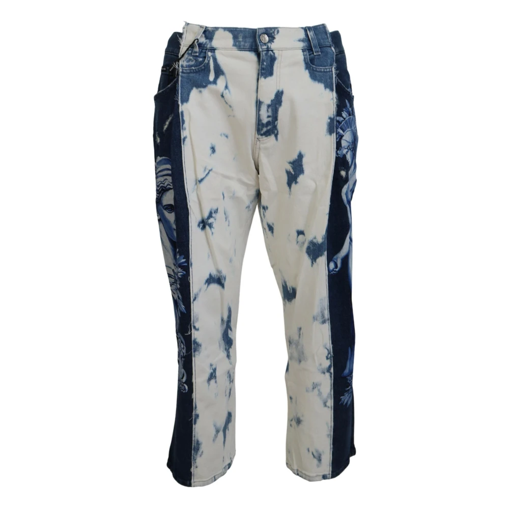 Dolce & Gabbana Men's Blue Unique Print Denim Jeans Acid - Straight Fit Jeans - M - Jeans