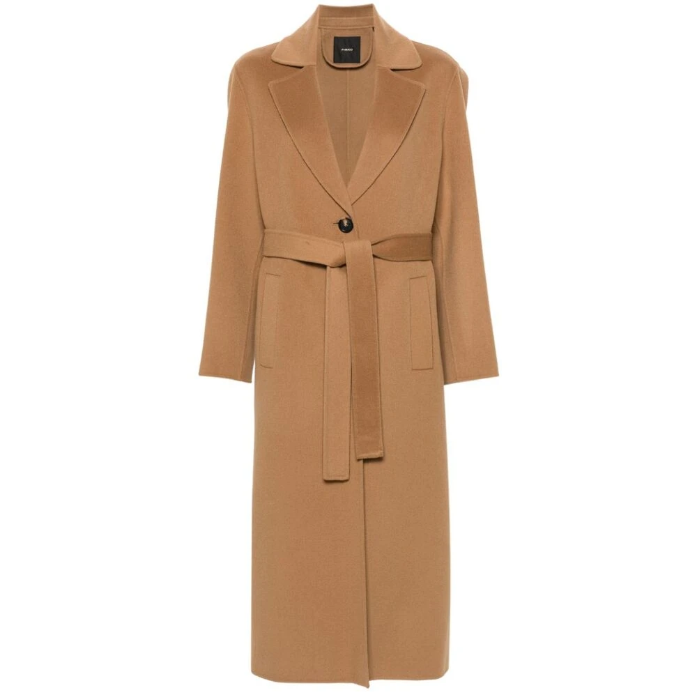 Pinko Wollen jas met brede revers Brown Dames
