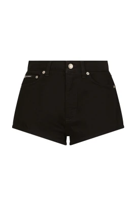 Svarta Denim Shorts med Logotypapplikation