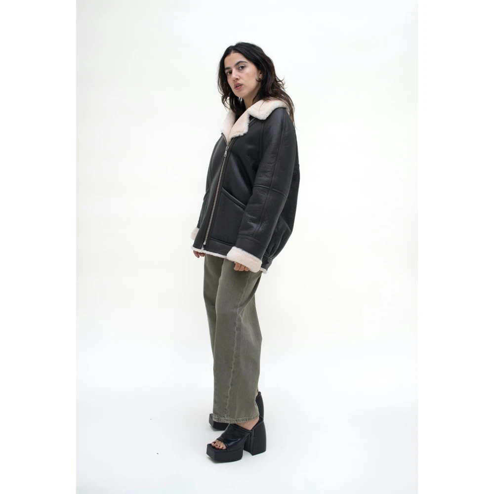 Just Things we Like Shearling jas Black Dames