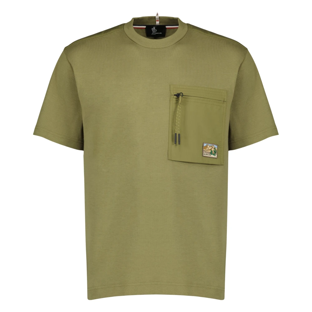 Moncler Green Cotton Pocket T-Shirt - Male - T-Shirts - M - Tops