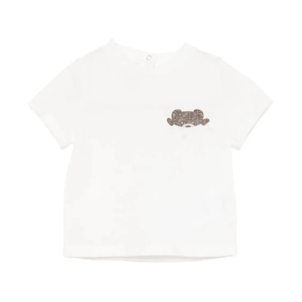 Fendi , Kids Short Sleeve T-Shirts, Unisex, White, 12 M, Teddy Bear Print Kids T-Shirts And Polos