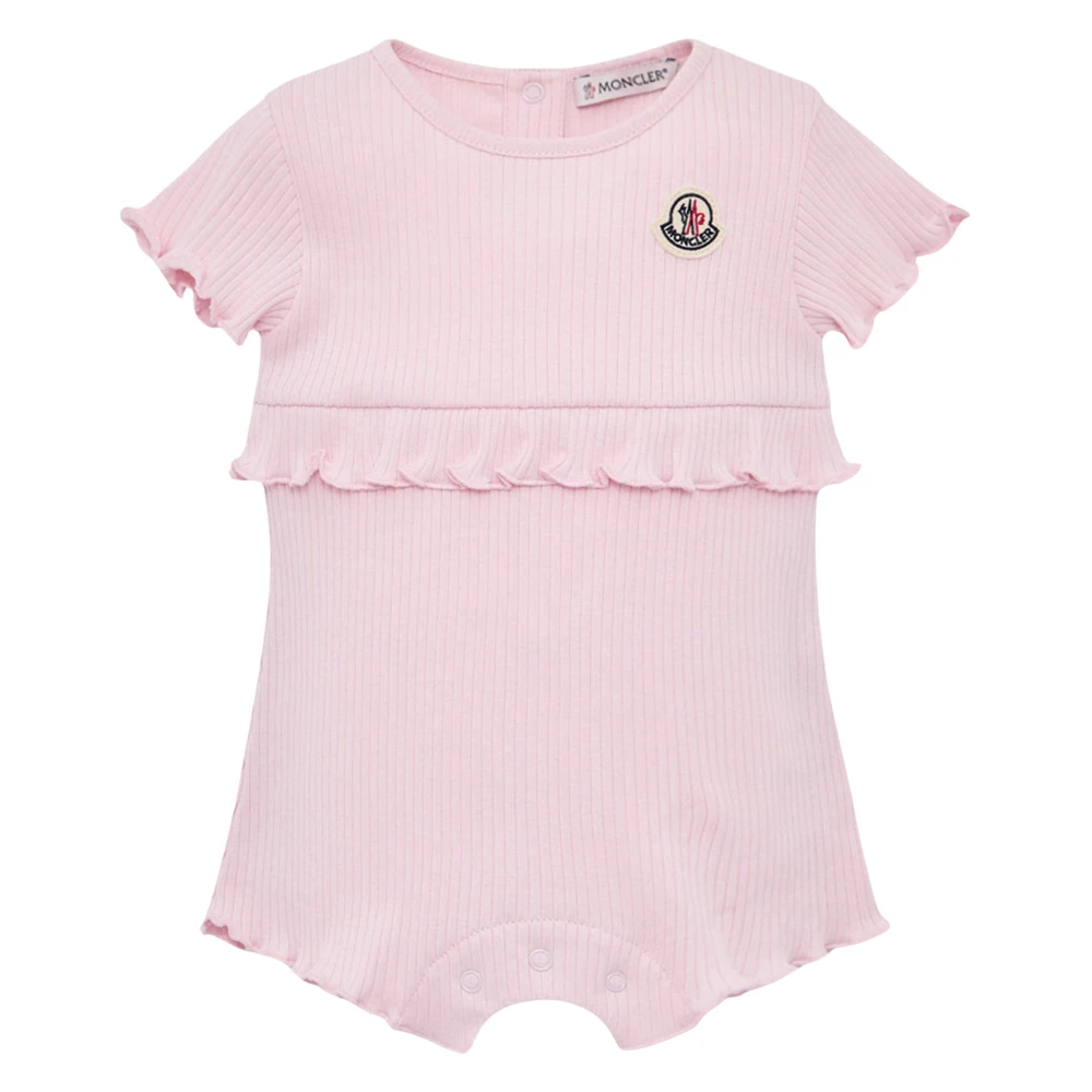 Moncler Unisex Kids Pink Ruffled Cotton Romper - Bodies & Sets - 9 M - Kids