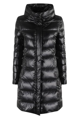Svart Lång Nylon Dunjacka