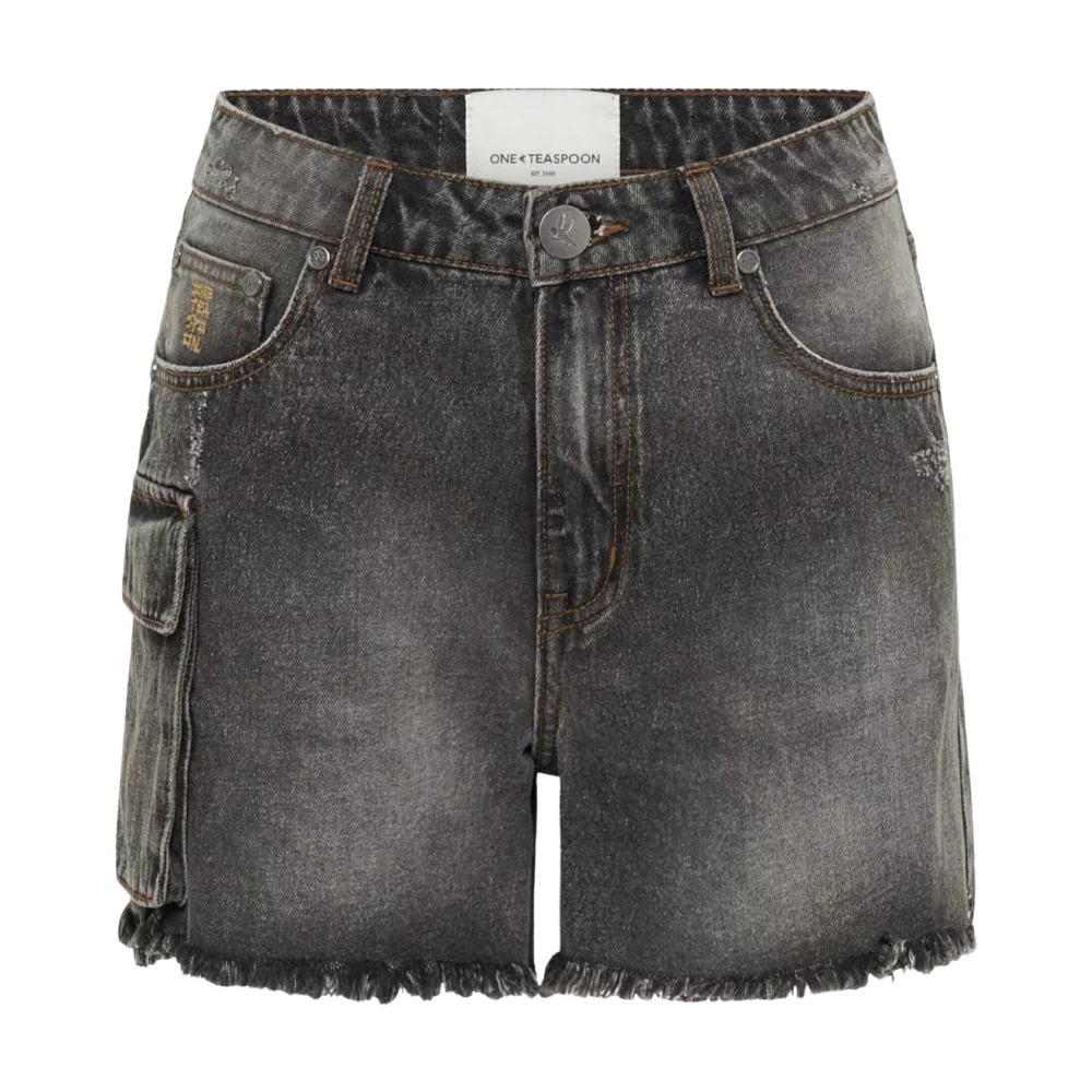 One Teaspoon Gray Grey Cargo Shorts - Female - Denim Shorts - W23 - Shorts