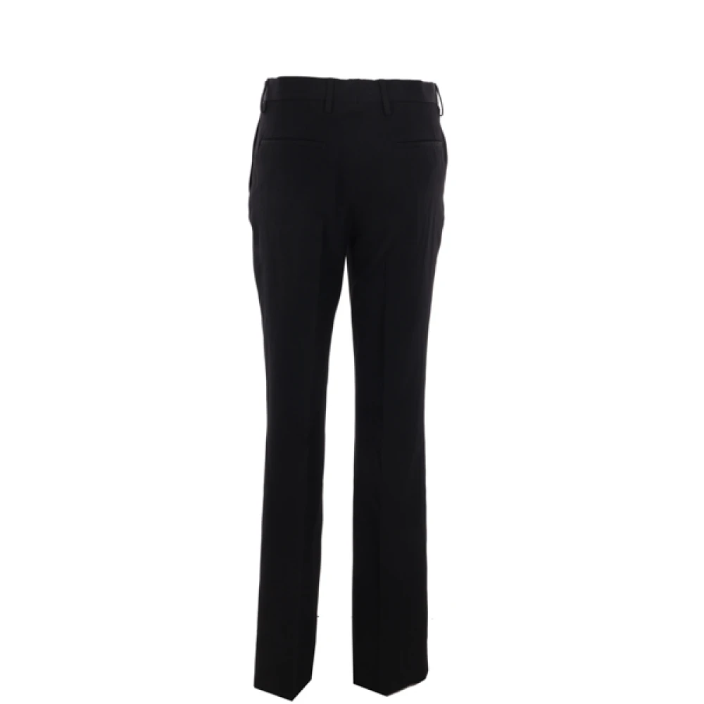 Dries Van Noten Zwarte rechte pijp wollen gabardine broek Black Dames