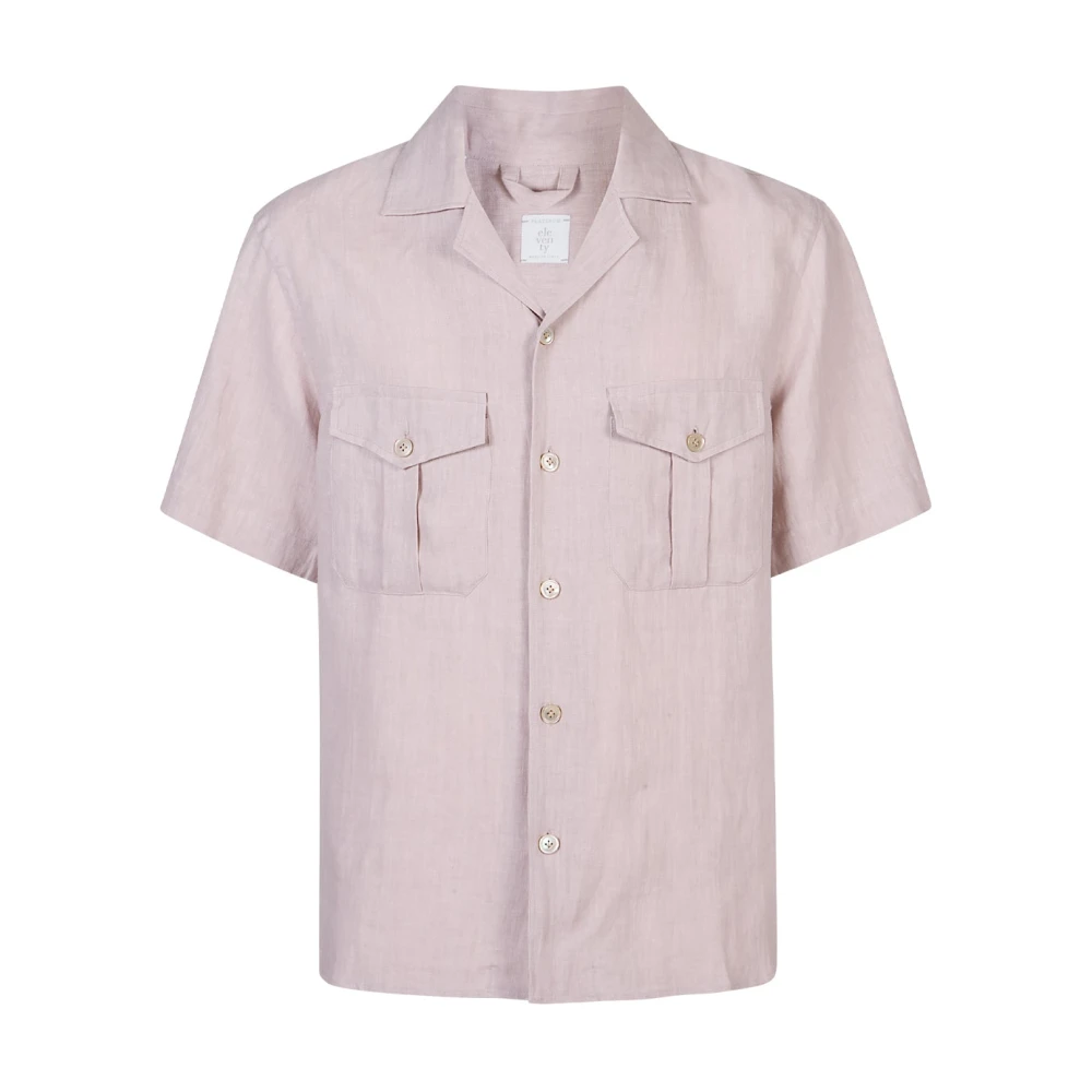 Eleventy Men's Pink Bowling Collar Shirt 2 Pockets - Short Sleeve Shirts - Xl - Shirts