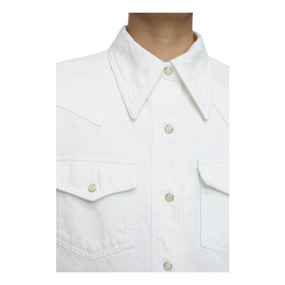 closed Western Denim Blouse Wit White Dames
