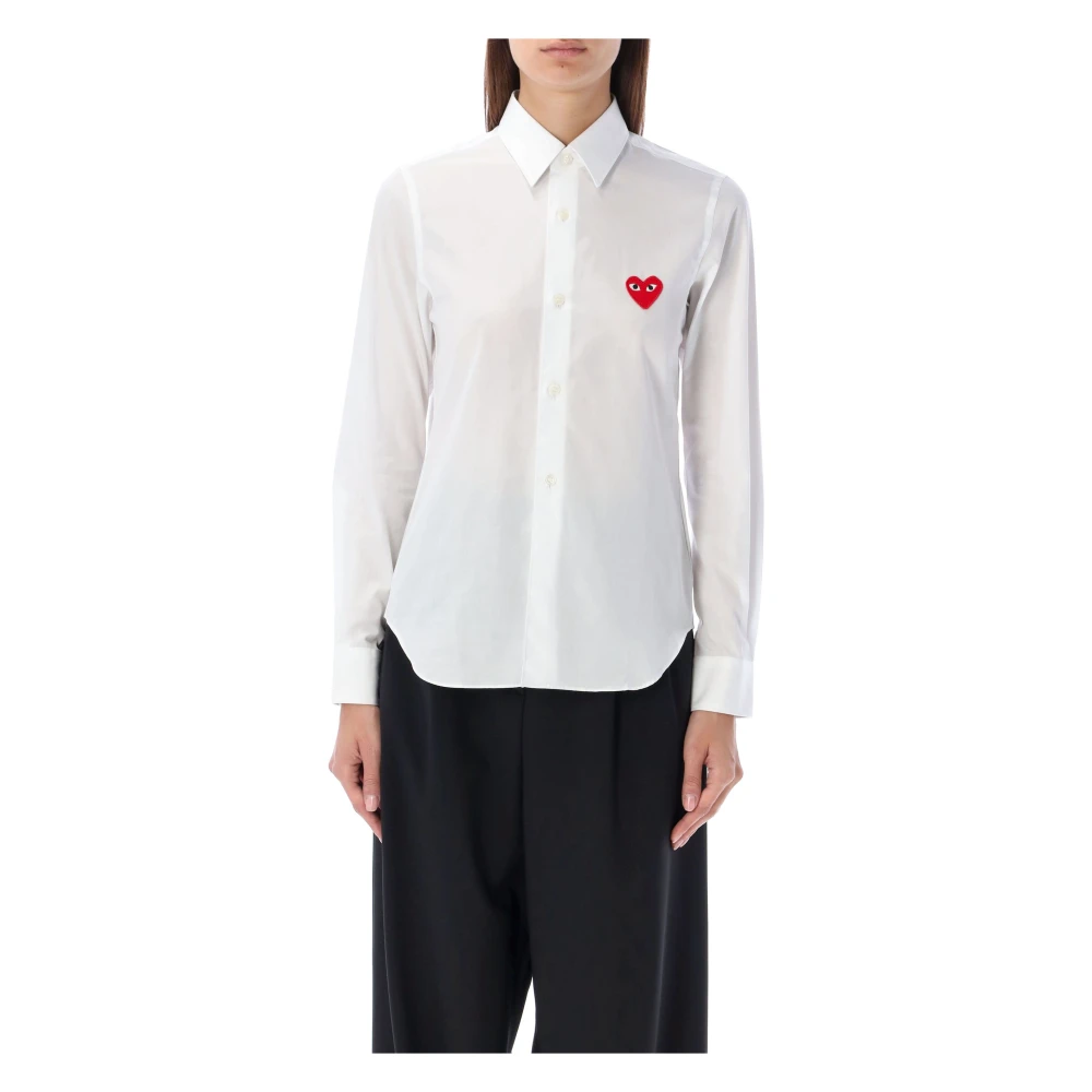 Comme des Garçons Witte Heart Patch Shirt White Dames