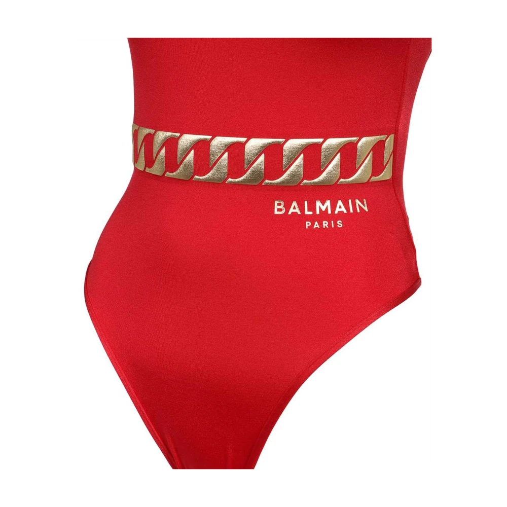 Balmain Badpak met Logo Print Red Dames