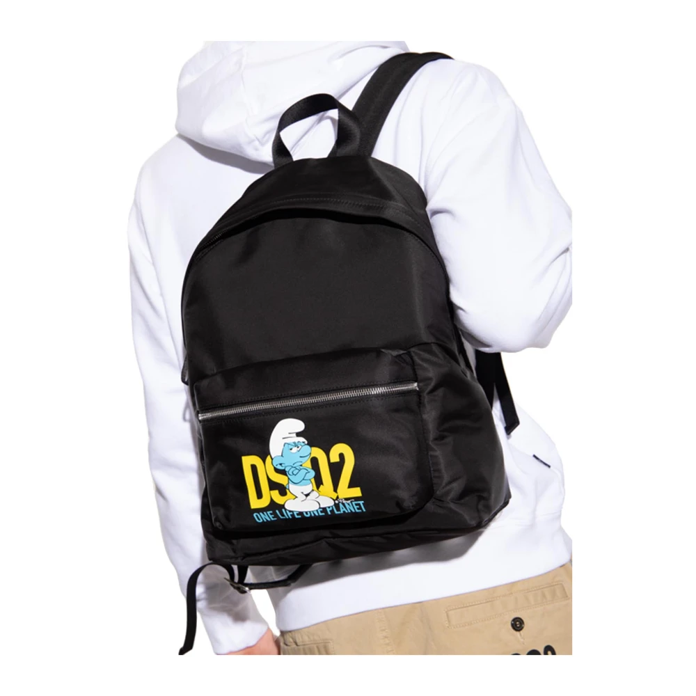 Dsquared2 Rugzak met logo opdruk Black Heren