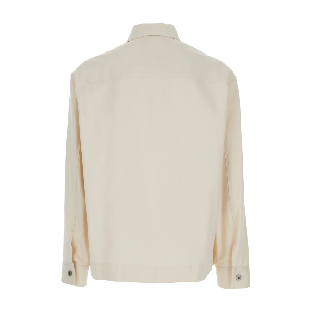 Emporio Armani Witte Logo Patch Katoenen Jas White Heren