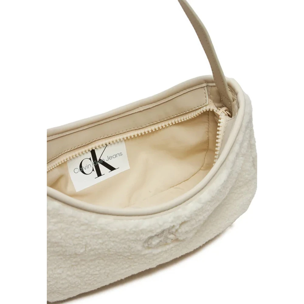 Calvin Klein Jeans Compact Chic Faux Fur Sluiting Tas Beige Dames