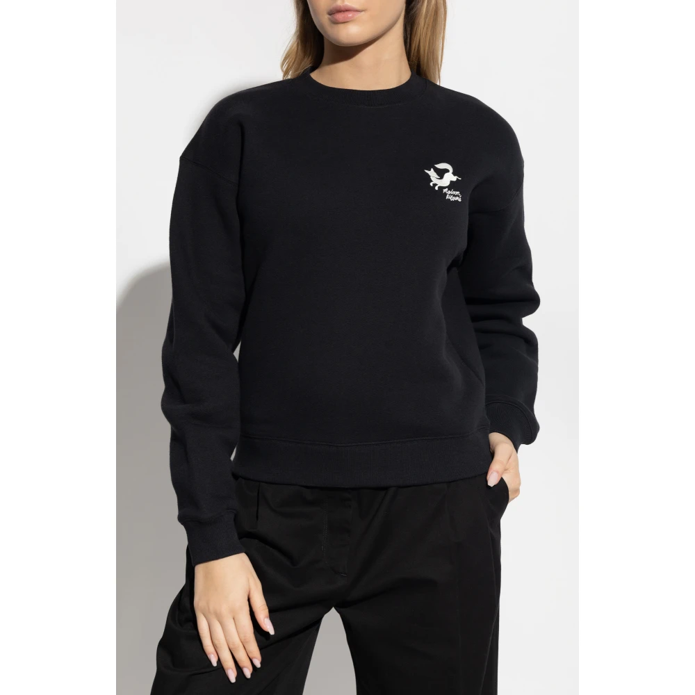 Maison Kitsuné Sweatshirt met geborduurd logo Black Dames