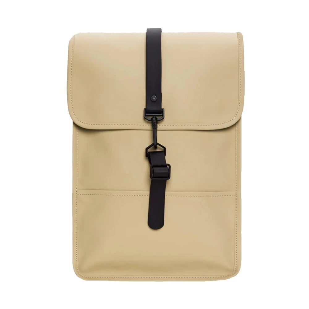 Rains Unisex Beige Minimalist Waterproof Backpack - Backpacks - One Size - Bags