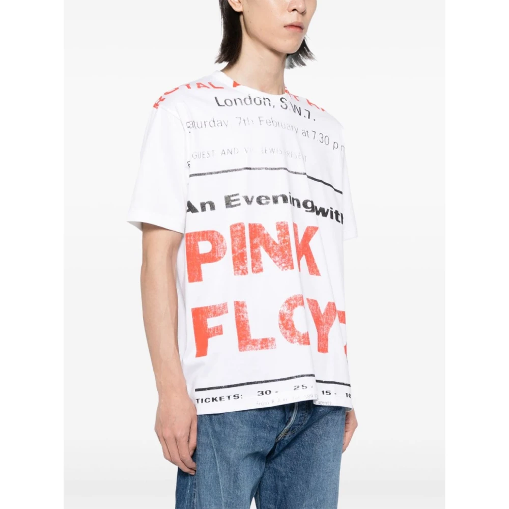 Junya Watanabe Witte Pink Floyd Print Katoenen T-shirt White Heren