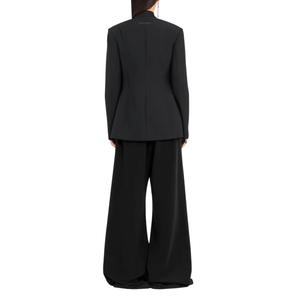 MM6 Maison Margiela Zwarte enkelborstige casual jas Black Dames